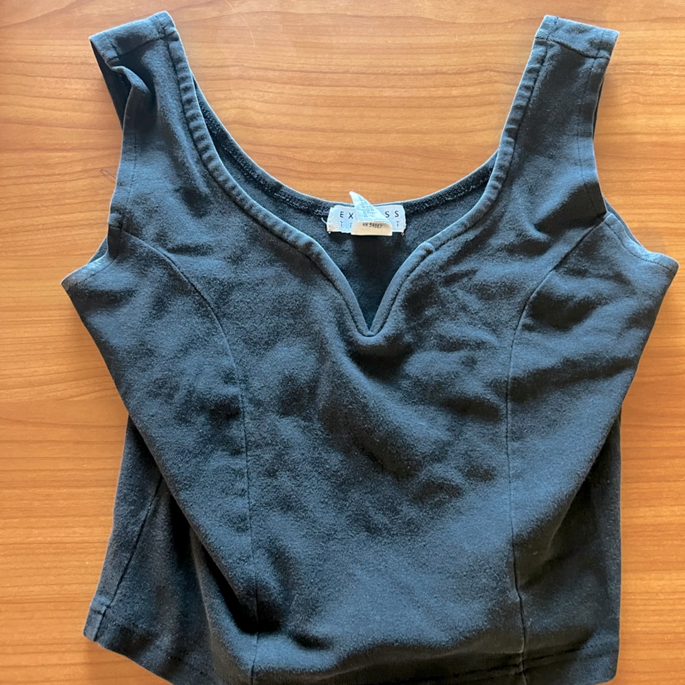 Express Black Crop Top V Neck